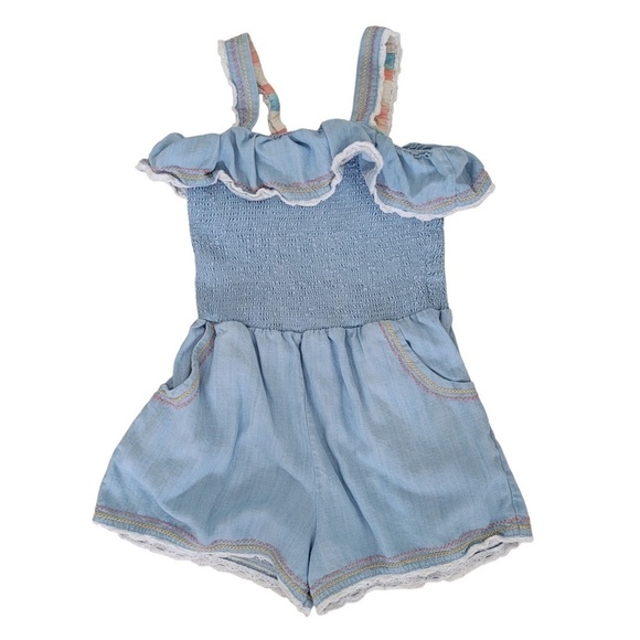 Matilda Jane Picnic in the Park chambray romper blue size 10 girls - Picture 9 of 10